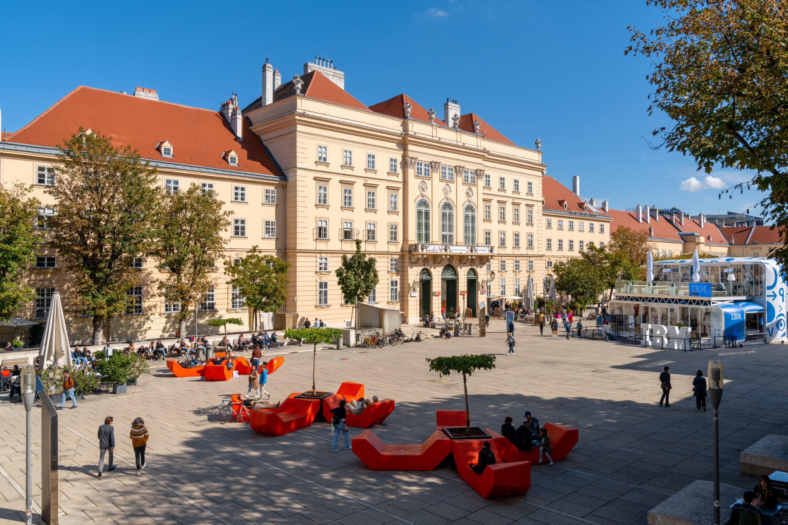 view of the museum district in downtown Vienna Museumsquartier Wien
